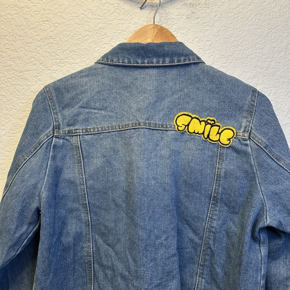 Highway‎ Jeans Womens L Cropped Denim Jacket Patches Sequin M Raw Hem VD7901HJMJ